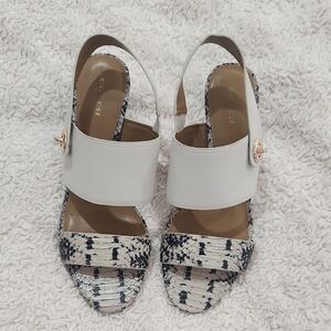 Coach White and Black Sandals with Musical Note Design